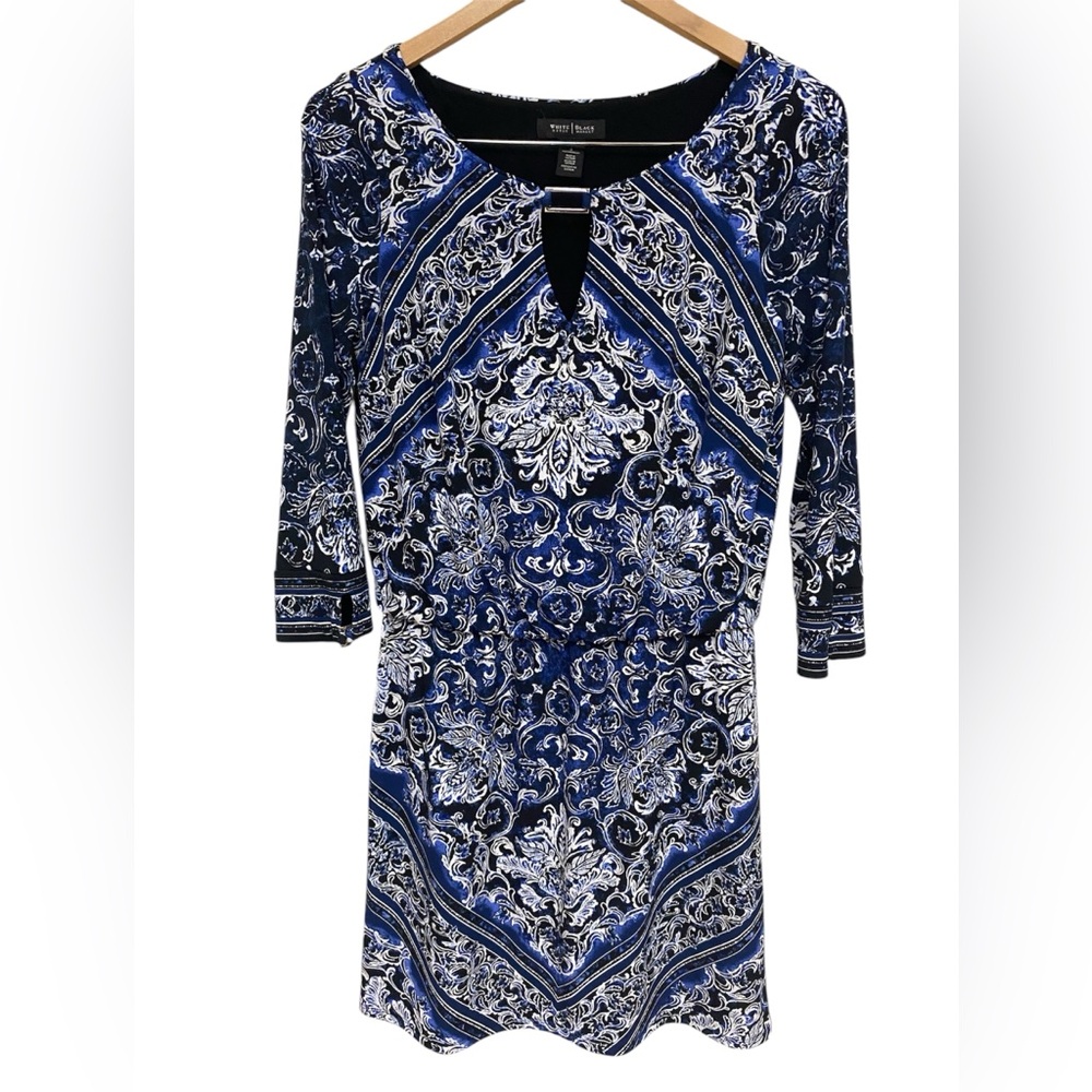 White House Black Market Dress Women’s Size Small Drop Waist Blue/black